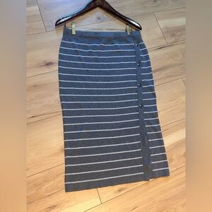 Striped Midi Women's Skirt Knit Sweater Gray Fabric!